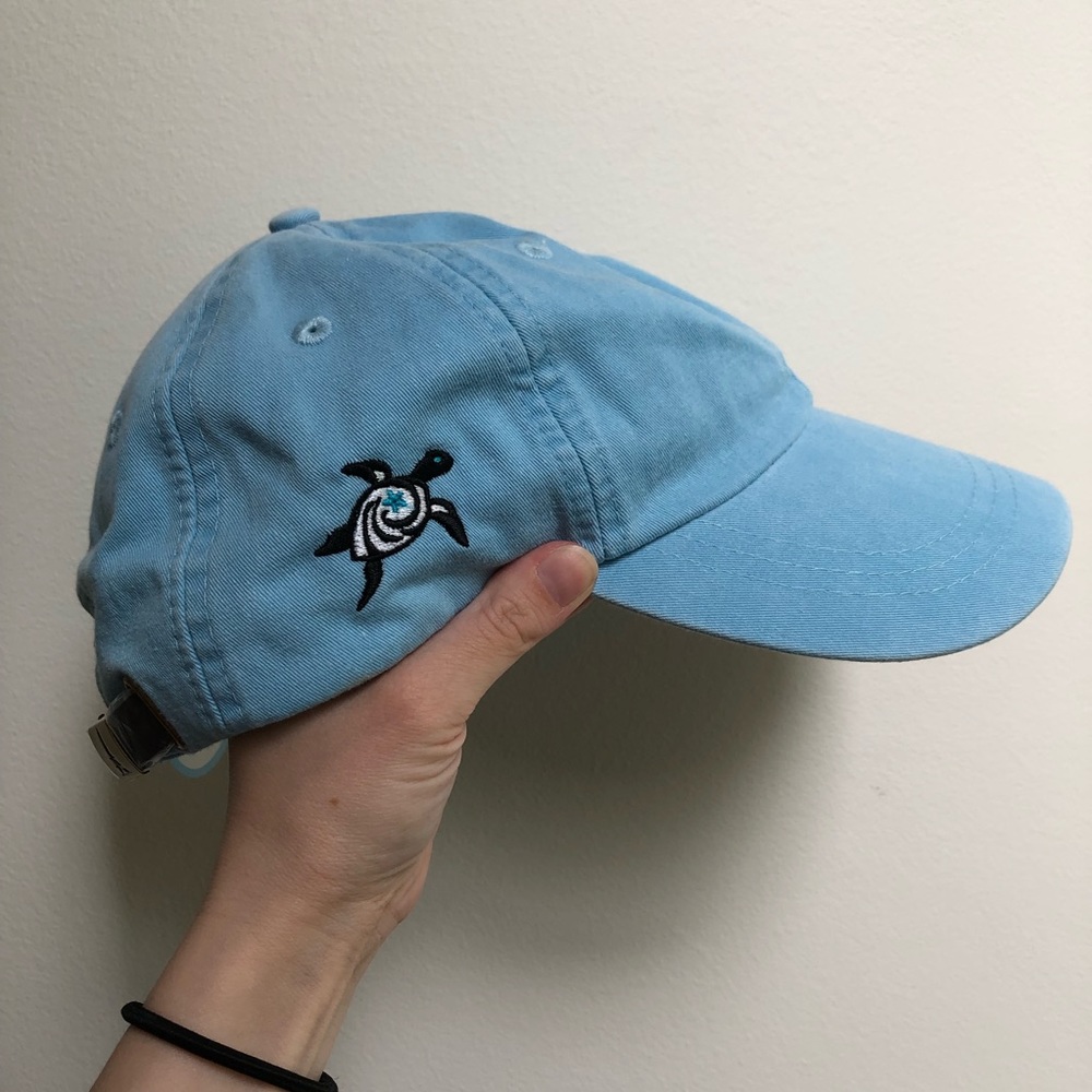 Light Blue Embroidered Turtle Adjustable Dad Hat